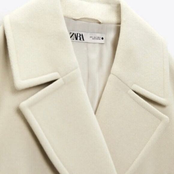 Zara stunning Oversized cream Coat Pockets M Christmas winter coat like new - Picture 8 of 16
